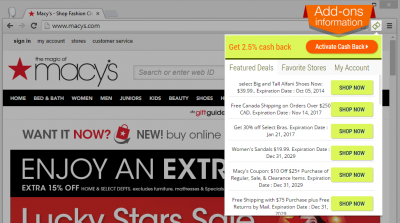 Cross Browser Cashback Software Addons Menu