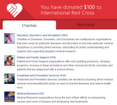 Promoted merchants and charities